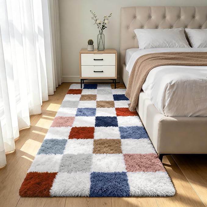 Shag Runner Rug for Bedroom Living Room 3x7 Upgrade Non-Slip Fluffy Soft by Boshengya