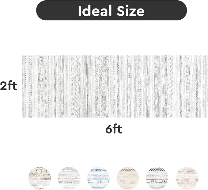 2x6 Runner Rug Machine Washable Non Slip Area Rug Distressed Neutral Moroccan - Image 2
