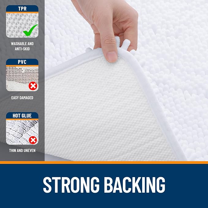 OLANLY Bathroom Runner Rugs 47x17, Extra Soft Absorbent Chenille Bath Rugs - Image 6