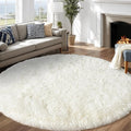 Round White Rug for Bedroom, 7 ft Circle Area Rugs for Living Room, Soft Large by WISHTREE