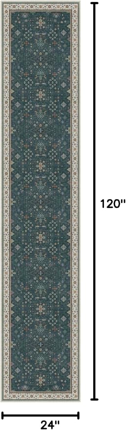 Hazo Haus Vintage Dark Green 2x10 Hallway Runner Rug - Image 2