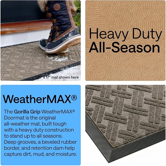 GORILLA GRIP 100% Waterproof All-Season WeatherMAX Doormat 35x23, US Designed - Image 4