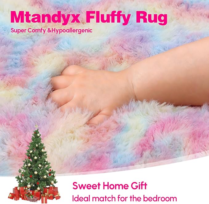 5x7 Plush Fluffy Area Rugs, Large Soft Carpet, Upgraded Non-Slip Rectangular Rug - Image 2