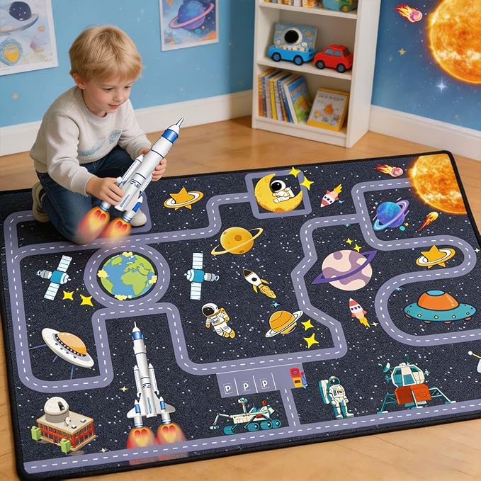 Outer Space Kid Rug, Boys Car Rug - Image 7