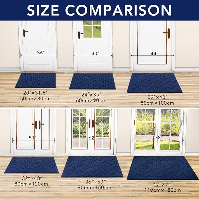 hicorfe Indoor Door Mat, TPR Backing Dirt Trapper Entryway Mat, Washable Floor - Image 3