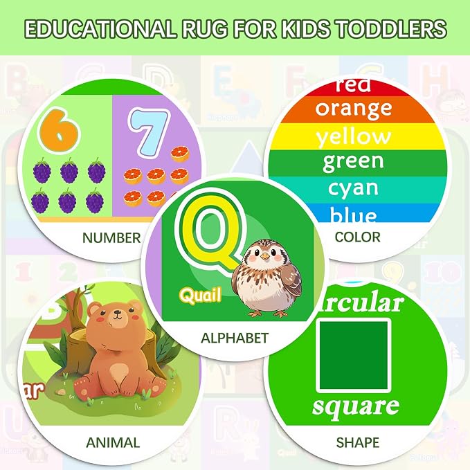 9x12 Feet Extra Large Kids Educational Rug - Image 3