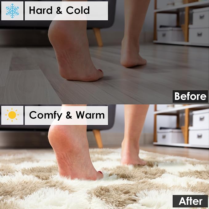 KICMOR Area Rugs 8x10 for Living Room, Large Fluffy Beige and Cream White - Image 5