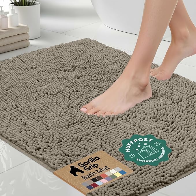 GORILLA GRIP Bath Rug Mat 60x24, Thick Soft Absorbent Chenille, Quick Dry by Unknown