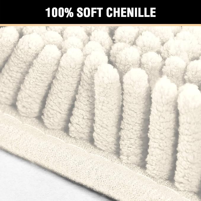 H.VERSAILTEX Cream Bath Mat Soft Shaggy Bathroom Rugs Rugs Luxury Microfiber - Image 3