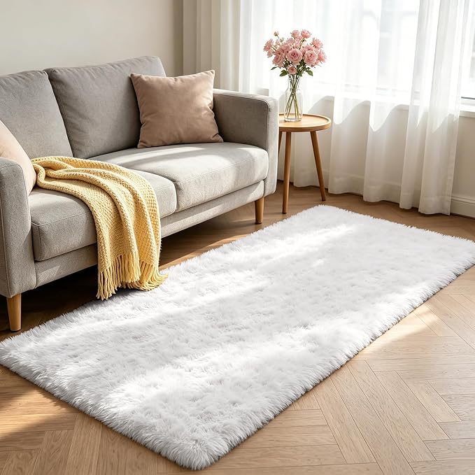 Shag Runner Rug for Bedroom Living Room 3x7 Upgrade Non-Slip Fluffy Soft - Image 2