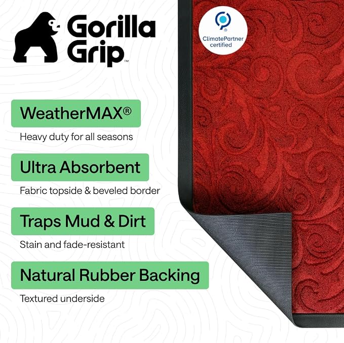 GORILLA GRIP 100% Waterproof All-Season WeatherMAX Doormat US Designed Natural - Image 2