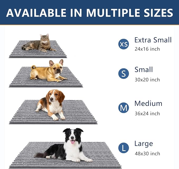 Smiry Dog Door Mat for Muddy Paws 59x24, Absorbent Dirt Trapper, Non-Slip - Image 3