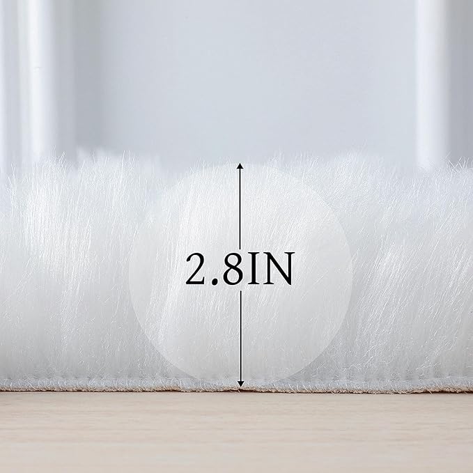 linmopm Faux Fur Sheepskin Fluffy Shag Fuzzy Rug, 2x6 ft Runner | High-Density - Image 2