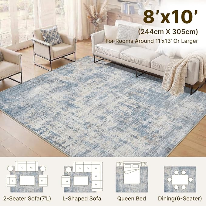 8x10 Area Rugs Washable Living Room Rug-No Slip Soft Carpets Modern Abstract - Image 2