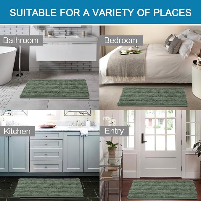 H.VERSAILTEX 2 Piece Bathroom Rugs Bath Mats Sets Super Absorbent Chenille - Image 6