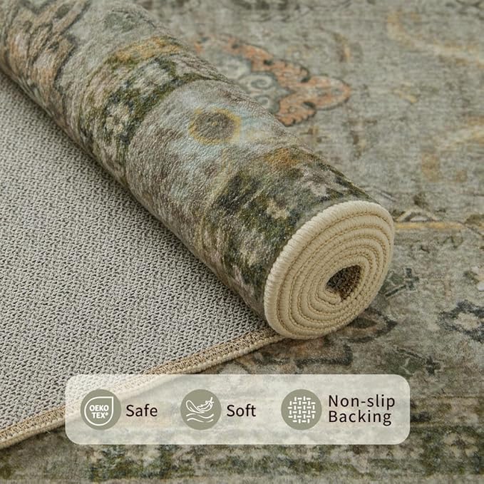 Rugxara 9x12 Area Rugs for Living Room Bedroom, Large Washable Rug, Vintage - Image 6