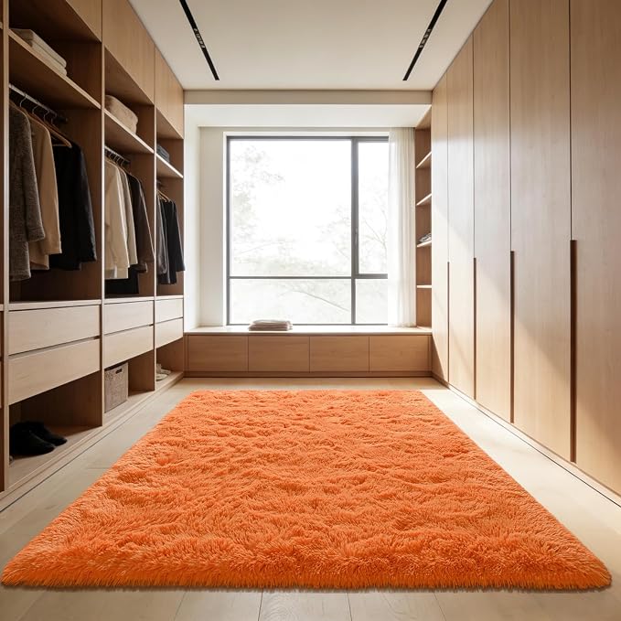 Andecor Shag Area Rug for Living Room, 4x6 Feet Orange Soft Fluffy Indoor Plush - Image 6