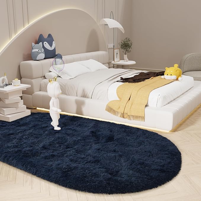 LOCHAS Bedroom Rug 3.3' x 6.2', Soft Oval Throw Rugs Carpet by LOCHAS