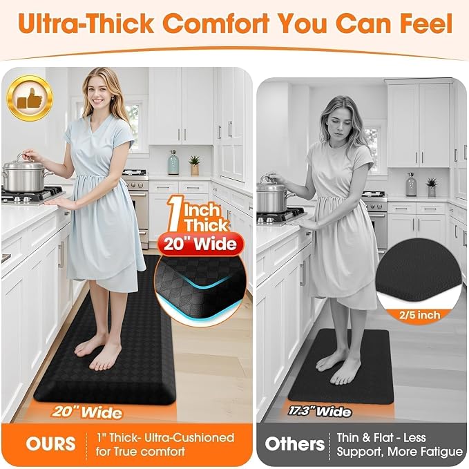 StepRite 1” Thick Kitchen Mats for Floor, Anti Fatigue Kitchen Rugs, Heavy Duty - Image 3