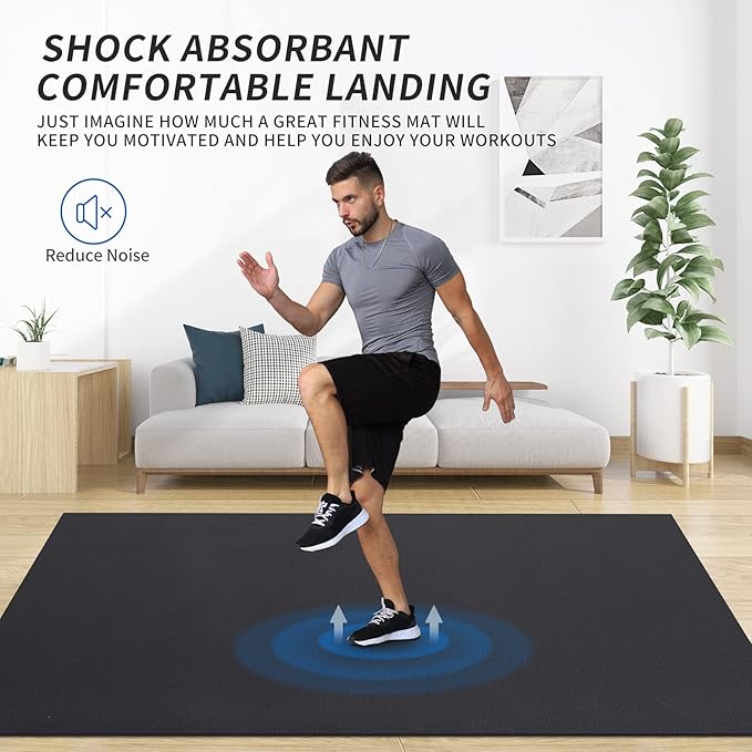 MRO Extra Large Exercise Mat For Home Gym, Extra Thick Durable Cardio Mat - Image 4