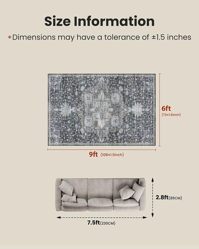 AMADA HOMEFURNISHING 6x9 Area Rugs, Vintage Rugs - Image 2