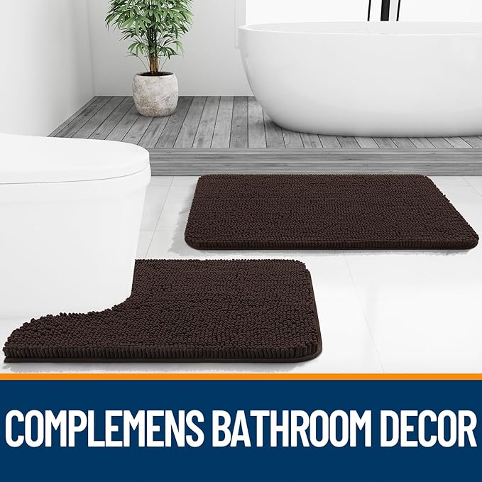 OLANLY Toilet Rugs U-Shaped 20x20, Extra Soft Absorbent Chenille Contour - Image 7
