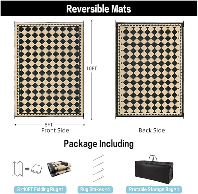 HUGEAR Outdoor Rug for Patios Clearance, Waterproof Mat, Large Outside Carpet - Image 2