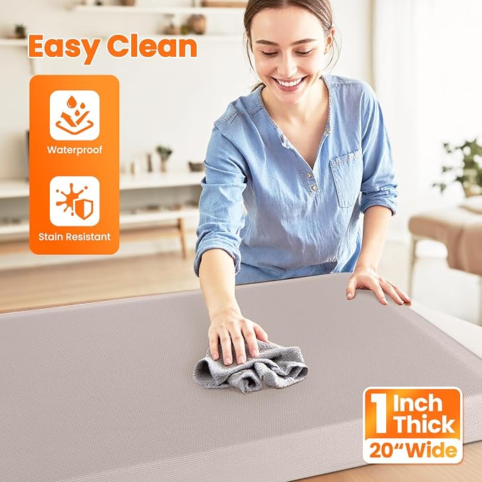 Kitchen Mats for Floor, 1 Inch Extra-Thick Kitchen Rugs, Waterproof & Non-Slip - Image 8