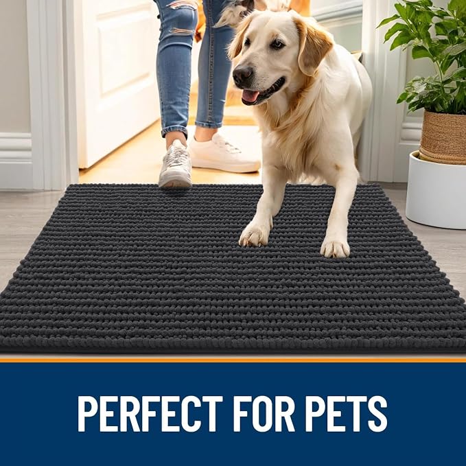 OLANLY Dog Door Mat for Muddy Paws 70x46, Ultra Absorbent Chenille Mud Doormat - Image 6