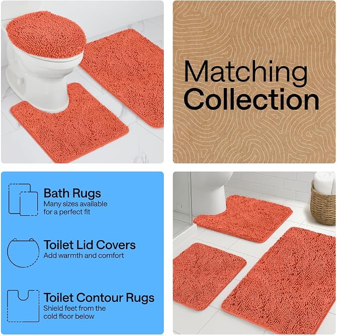 GORILLA GRIP Plush Absorbent Shaggy Chenille Bath Rug Mat - Image 8
