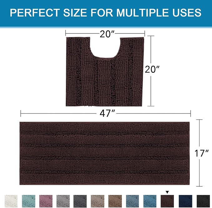H.VERSAILTEX Bathroom Rugs Bath Rug Set 2 Piece Bathroom Contour Rug Toilet Mat - Image 2