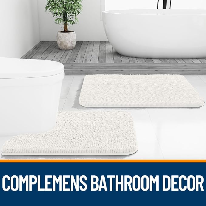 OLANLY Bathroom Rugs 30x20, Extra Soft Absorbent Chenille Bath Rugs, Rubber - Image 7