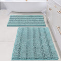 H.VERSAILTEX Bathroom Rugs Bath Mats Sets Super Absorbent Chenille Striped Bath by HVERSAILTEX