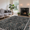 Vintage Black Living Room Rug, 6x9 Washable Area Rugs by Unknown