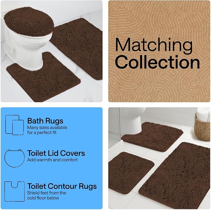 GORILLA GRIP Plush Absorbent Shaggy Chenille Bath Rug Mat - Image 8