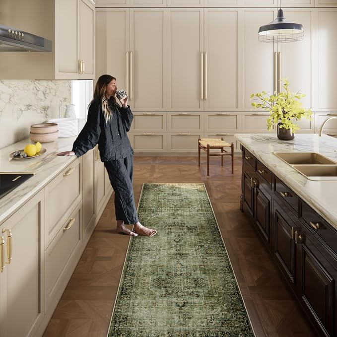 Machine Washable Kitchen Runner Rug: 2'x6' Hallway Rug Non Slip Low-Pile Stain - Image 7
