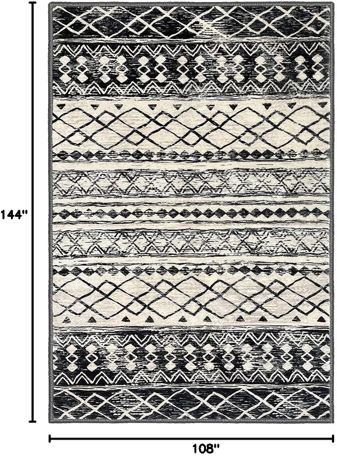 KUTA Moroccan Area Rugs 9x12 Living Room Black Navy Blue, Large Washable Boho - Image 2