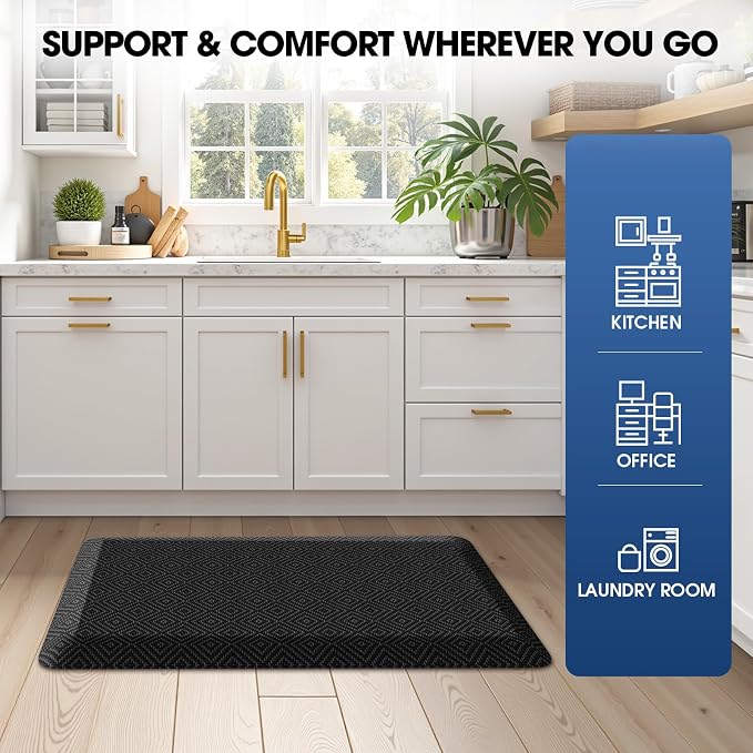 Mattitude 4/5 Inch Thick Kitchen Mat Cushioned Anti-Fatigue Floor Mat Water - Image 7