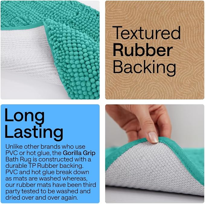 GORILLA GRIP Bath Rug Mat 30x20, Thick Soft Absorbent Chenille, Quick Dry - Image 3