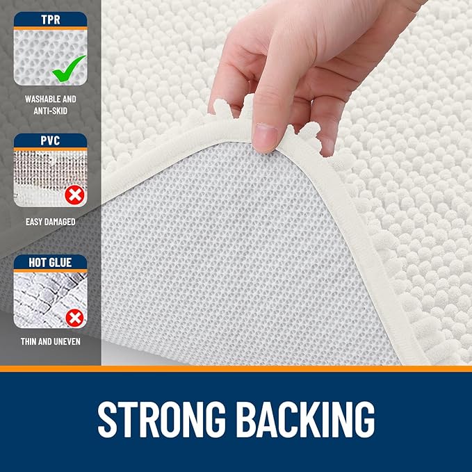 OLANLY Bathroom Runner Rugs 47x24, Extra Soft Absorbent Chenille Bath Rugs - Image 6