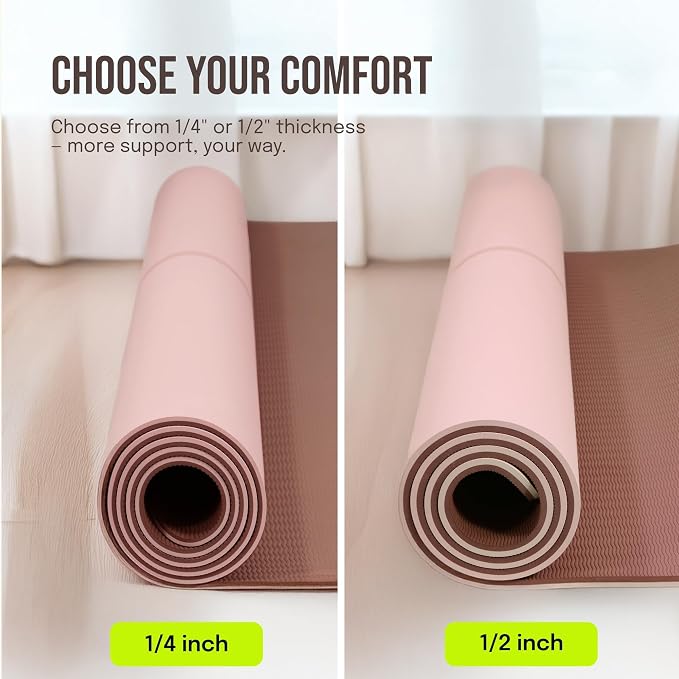 Gogokiwi Large Yoga Mat – 1/4" & 1/2" Thick Exercise Mats - Image 4