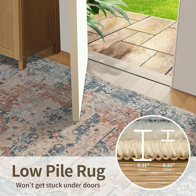 Rugxara 4x6 Rug for Living Room Bedroom, Washable Throw Rugs, Vintage Retro - Image 6
