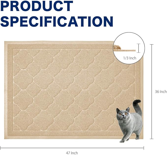 WePet Cat Litter Box Mat, Kitty Premium PVC Pad, Durable Trapping Rug, - Image 2