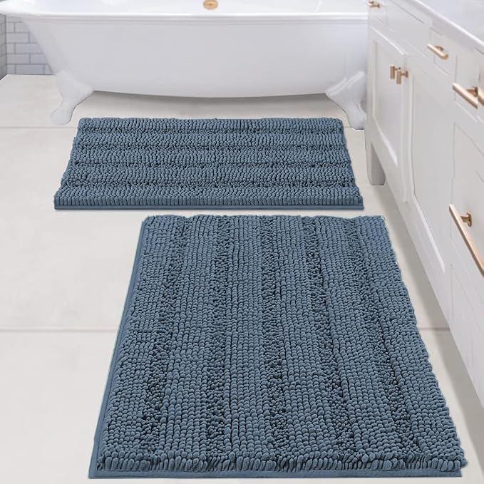 H.VERSAILTEX Bathroom Rug Sets 2 Piece Bath Mats Non Slip Thick Soft Chenille by HVERSAILTEX