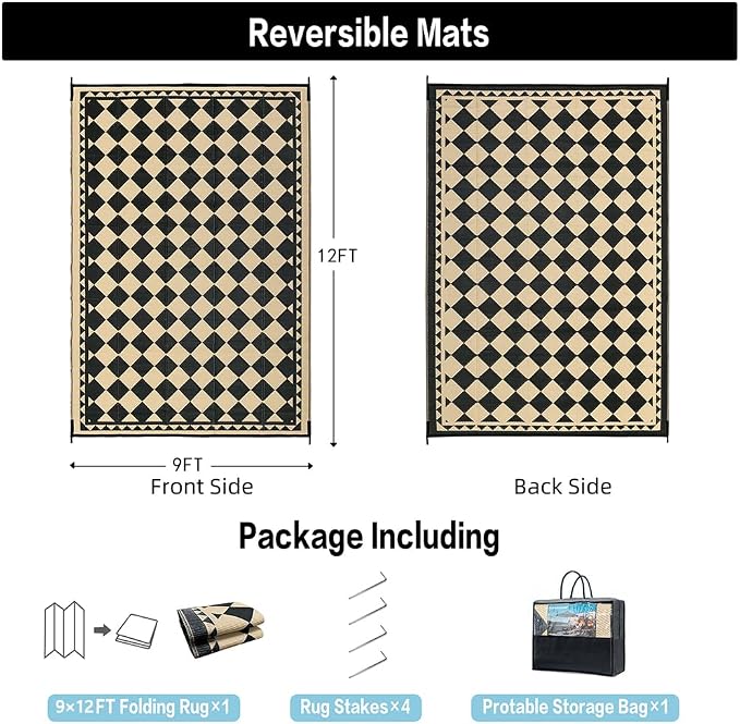 HUGEAR Outdoor Rug for Patios Clearance, Waterproof Mat, Large Outside Carpet - Image 2