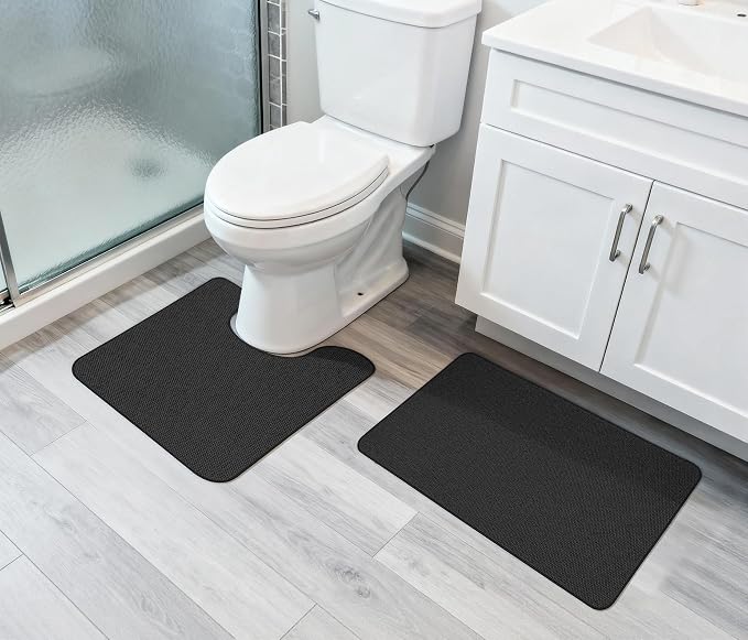 Bosap Bathroom Rugs Set 2 Pieces, Thin Bathroom Mats, Toilet Rugs, Quick Dry - Image 6