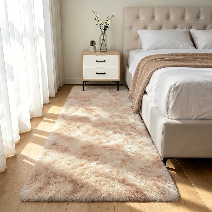 Shag Runner Rug for Bedroom Living Room 3x7 Upgrade Non-Slip Fluffy Soft by Boshengya