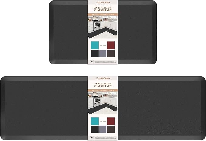 HappyTrends 2 PCS Kitchen Mat Cushioned Anti-Fatigue Floor Mat, Heavy Duty by HappyTrends