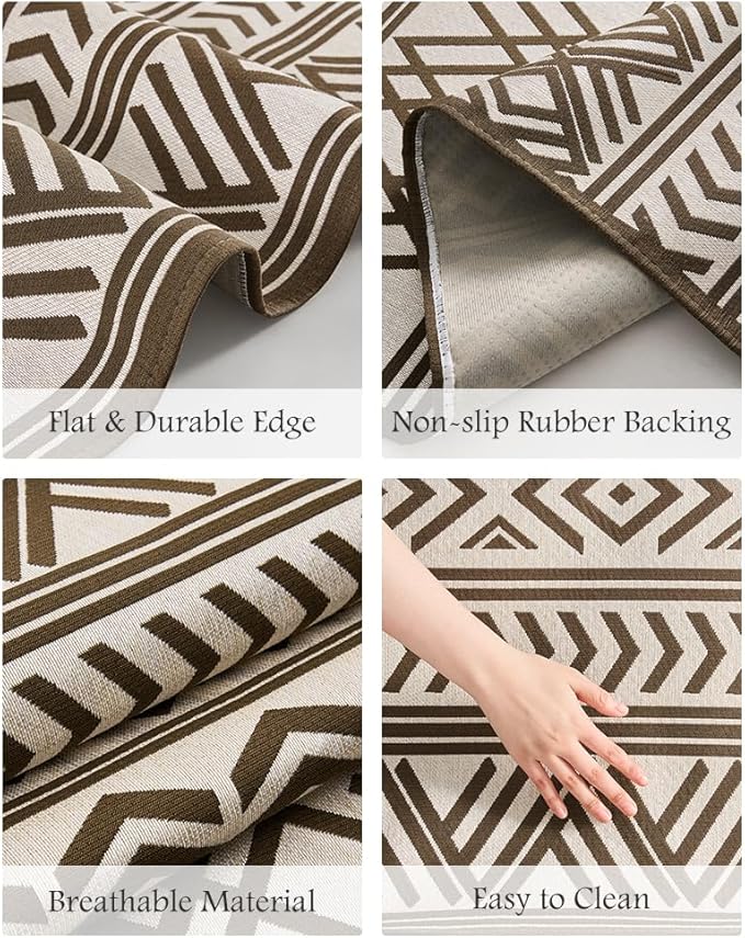 Outdoor Rug Carpet 9x12 ft, Flatweave Textured Outdoor Patio Rug Non Slip - Image 7