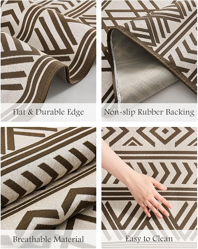 Outdoor Rug Carpet 8x10 ft, Flatweave Textured Outdoor Patio Rug Non Slip - Image 7